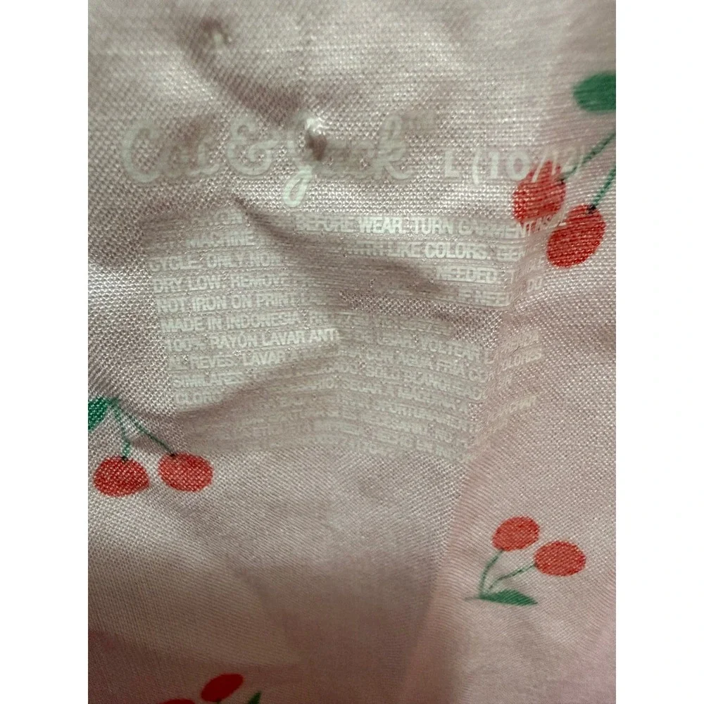 Cat & Jack Girls Pink Cherry Print Slip Dress Sleeveless Summer Cami L 10/12 NWT